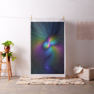 Colourful With Blue Modern Abstract Fractal Art Fabric