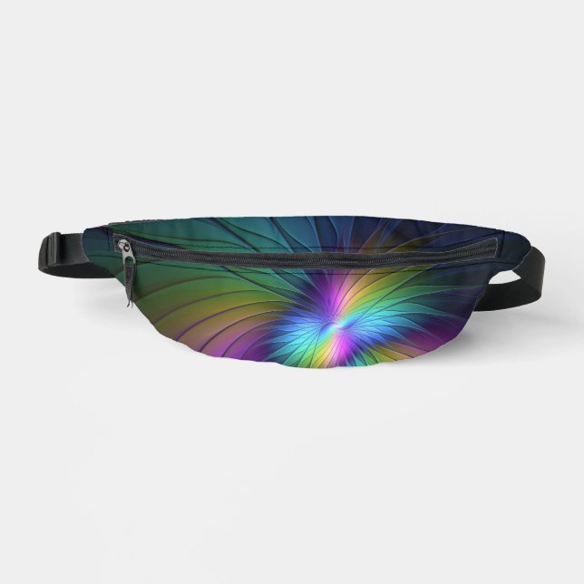 Colourful With Blue Modern Abstract Fractal Art Fanny Pack (Front)