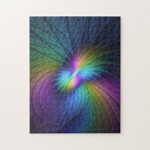 Colourful With Blue Modern Abstract Fractal Art Jigsaw Puzzle