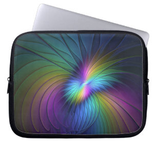 Colourful With Blue Modern Abstract Fractal Art Laptop Sleeve