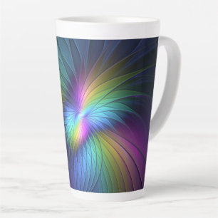 Colourful With Blue Modern Abstract Fractal Art Latte Mug