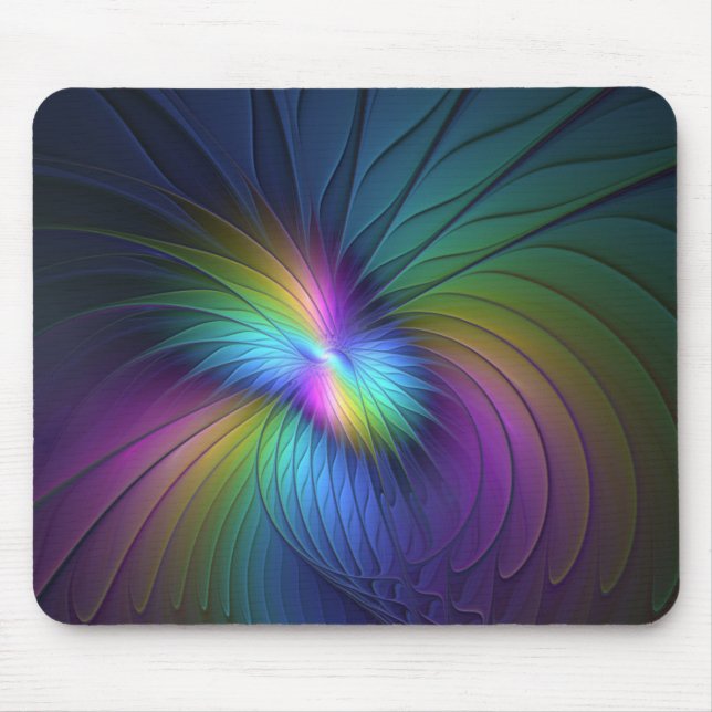 Colourful With Blue Modern Abstract Fractal Art Mouse Pad (Front)