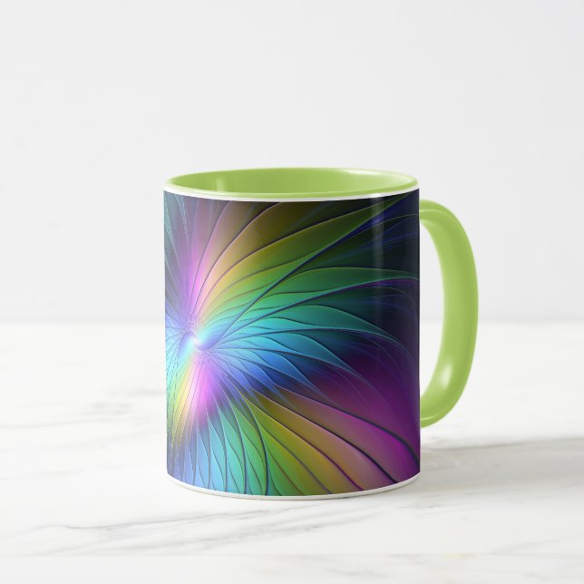 Colourful With Blue Modern Abstract Fractal Art Mug (Front Right)