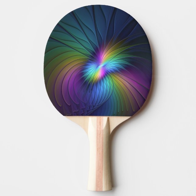 Colourful With Blue Modern Abstract Fractal Art Ping Pong Paddle (Front)