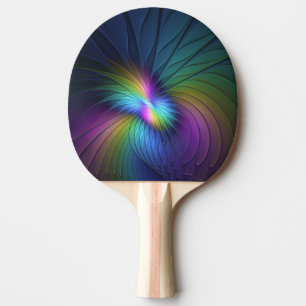 Colourful With Blue Modern Abstract Fractal Art Ping Pong Paddle