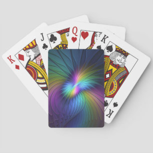 Colourful With Blue Modern Abstract Fractal Art Playing Cards