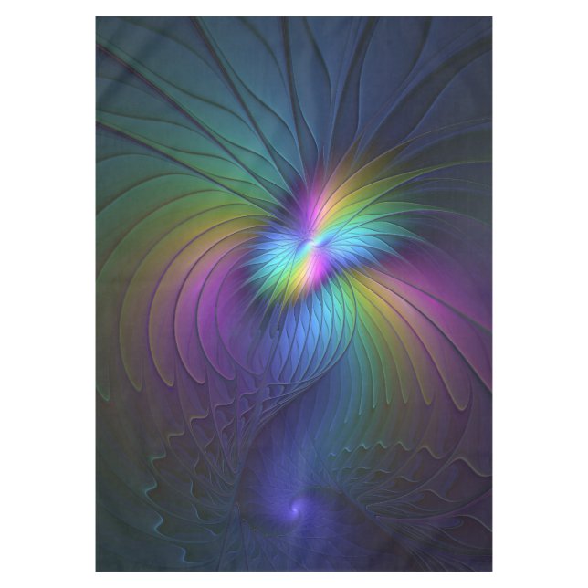 Colourful With Blue Modern Abstract Fractal Art Tablecloth (Front)