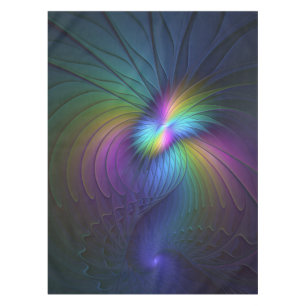 Colourful With Blue Modern Abstract Fractal Art Tablecloth