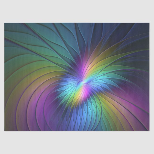 Colourful With Blue Modern Abstract Fractal Art Tissue Paper (Front)