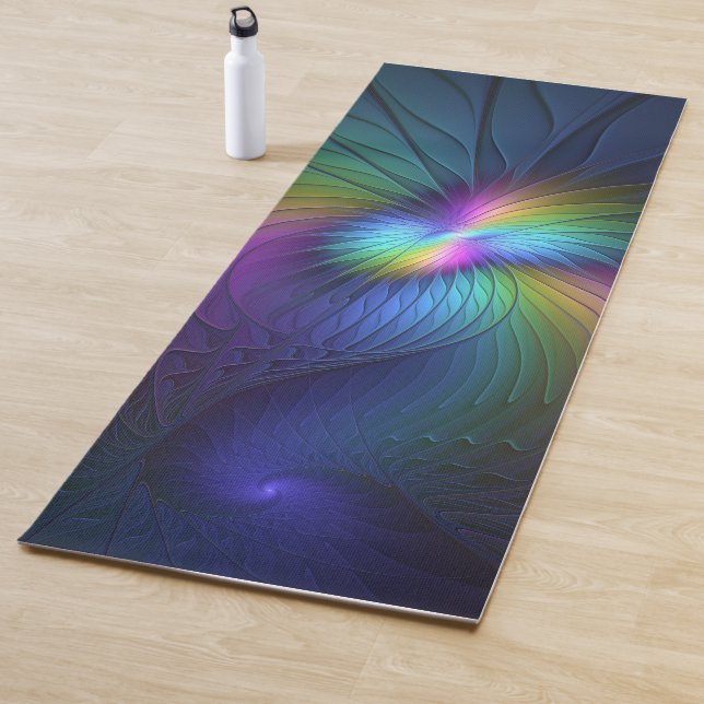 Colourful With Blue Modern Abstract Fractal Art Yoga Mat (In Situ)