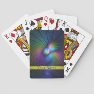 Colourful With Blue Modern Abstract Fractal Name Playing Cards
