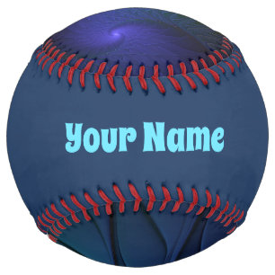 Colourful With Blue Modern Abstract Fractal Name Softball