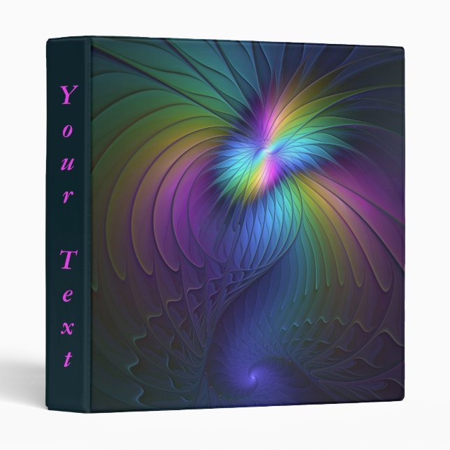 Colourful With Blue Modern Abstract Fractal Text Binder (Front/Spine)