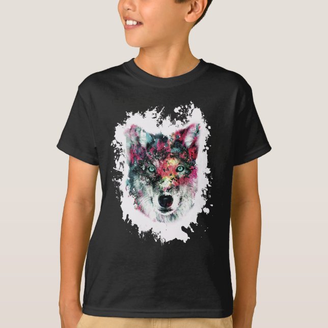Colourful Wolf Art T-Shirt (Front)