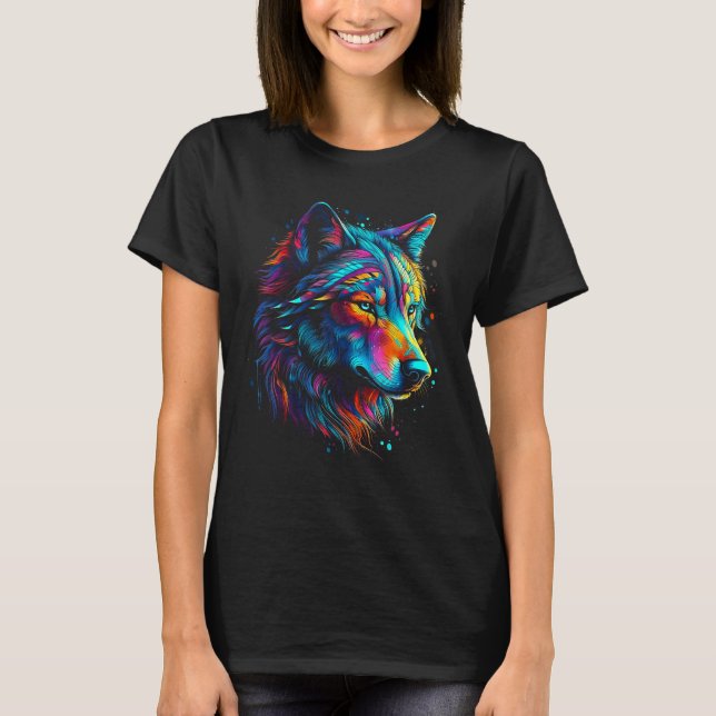Colourful Wolf Head for  Wolf Wildlife Women Men A T-Shirt (Front)