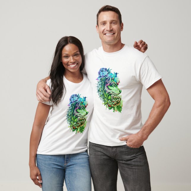 colourful wolf Men's t-shirt  (Unisex)