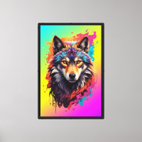 Colourful Wolf Portrait Abstract Animal Art-87694
