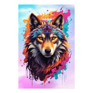 Colourful Wolf Portrait Abstract Animal Art-87694 Photo Print