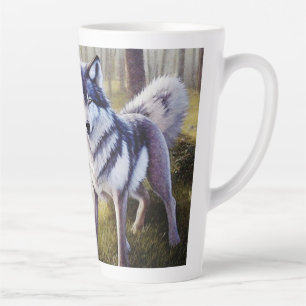 Colourful Wolf Standing    Latte Mug