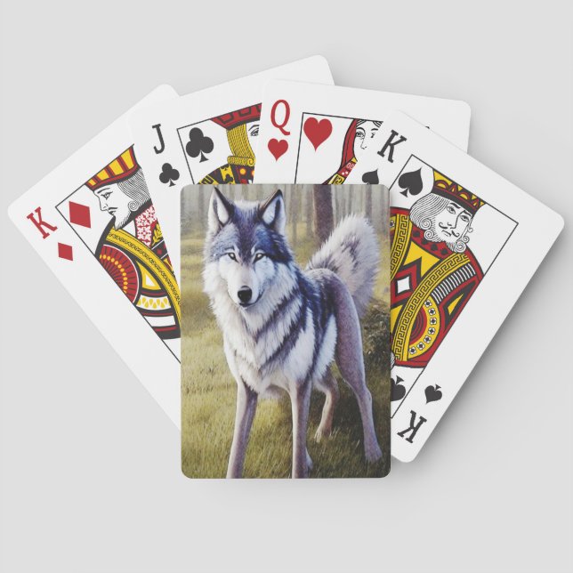 Colourful Wolf Standing    Playing Cards (Back)