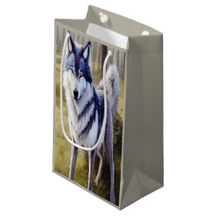 Colourful Wolf Standing    Small Gift Bag