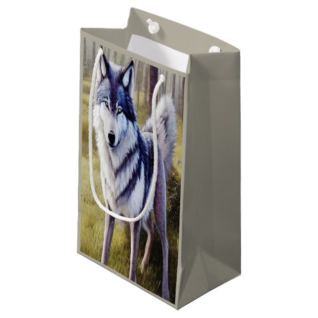 Colourful Wolf Standing    Small Gift Bag (Front Angled)