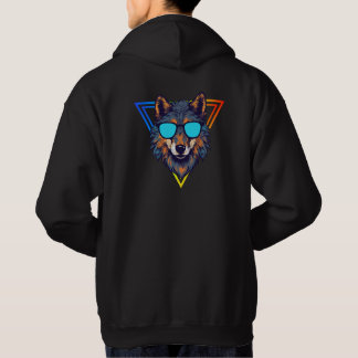 Colourful Wolf with Sunglasses Hoodie, Fun & Trend Hoodie