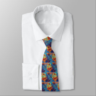Colourful Wolfhound Profile Mens Tie - Medium