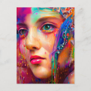 Colourful Woman Covered in Paint Postcard