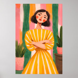 Colourful Woman Portrait Poster, Retro Abstract Poster