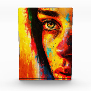 Colourful Woman Portrait Vibrant Close-Up Eye Photo Block