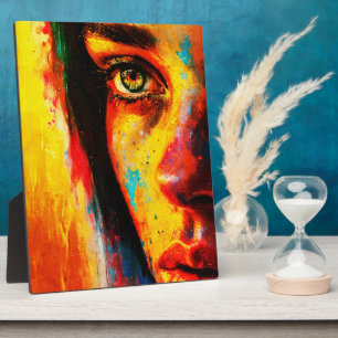 Colourful Woman Portrait Vibrant Close-Up Eye  Plaque