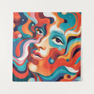 Colourful Woman Vibrant Whirl of Emotions Tapestry