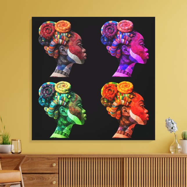 Colourful Women Stretched Canvas Print (Insitu(LivingRoom))
