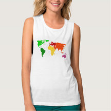 Colourful Women's World Globe Muscle Tank Top
