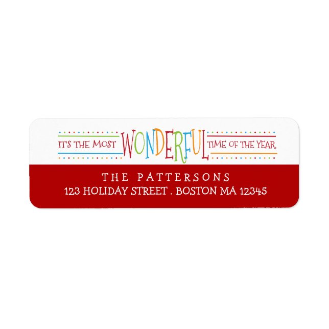Colourful Wonderful Christmas Address Label (Front)