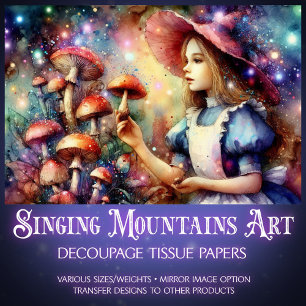 Colourful Wonderland Mushroom Forest Decoupage Tissue Paper