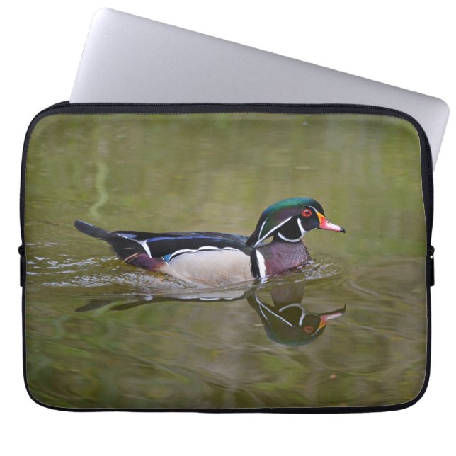 Colourful wood duck laptop sleeve (Front)