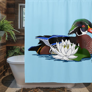 Colourful Wood Duck Water Lily Wildlife Blue