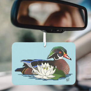 Colourful Wood Duck Water Lily Wildlife Blue Air Freshener