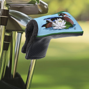 Colourful Wood Duck Water Lily Wildlife Blue Golf Head Cover
