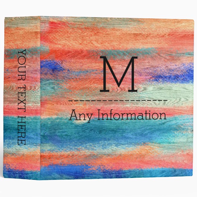 Colourful Wood Grain Monogram Binder (Front/Spine)
