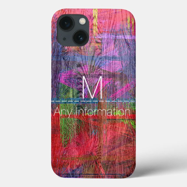 Colourful Wood Grain Monogram Case-Mate iPhone Case (Back)