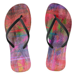 Colourful Wood Grain Texture #3 Flip Flops
