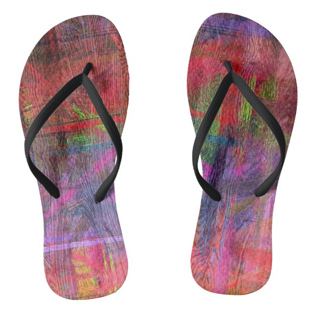 Colourful Wood Grain Texture #3 Flip Flops (Footbed)