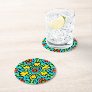 Colourful Wooden Balls Pattern Round Paper Coaster