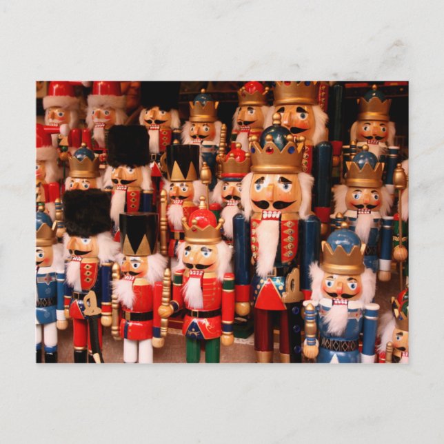 Colourful wooden nutcrackers postcard (Front)