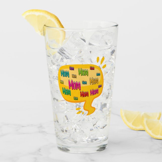 Colourful Word Mom with Thought Bubble Glass (Front Ice)