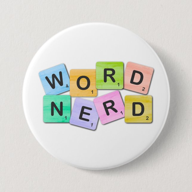 Colourful Word Nerd 3 Inch Round Button (Front)