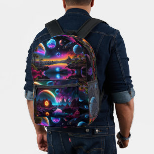 Colourful World, Alien Planets Printed Backpack